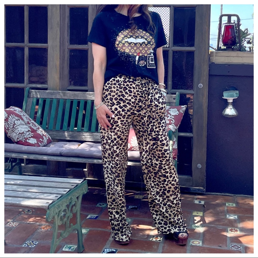 Leopard Print belted side pockets Wide Leg pants - Picture 5 of 5